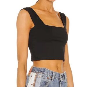 Susana Monaco Black Square-Neck Crop Tank